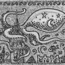 Art: LOST CITY - Octopus Stamp by Artist Susan Brack