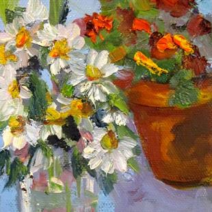 Art: Daises and Geraniums by Artist Delilah Smith
