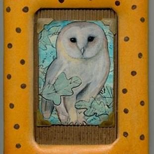 Art: Framed ACEO Fall Owl-Sold by Artist Sherry Key