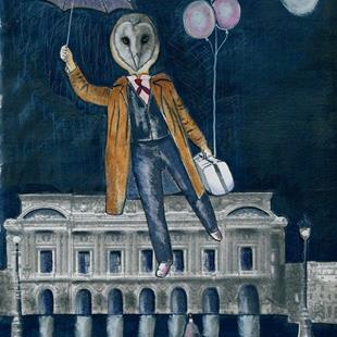 Art: Mr. Owl and the Night Shift by Artist Sherry Key