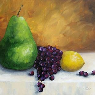 Art: Pear and Grapes with Lemon by Artist Torrie Smiley