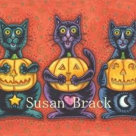 Art: BLACK CATS AND JACKS SEE NO EVIL by Artist Susan Brack