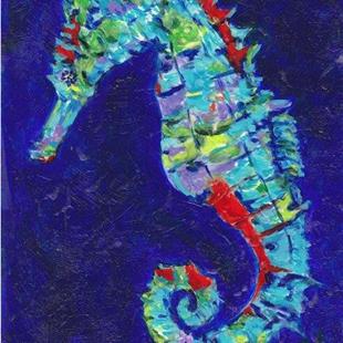 Art: Blue Seahorse by Artist Ulrike 'Ricky' Martin