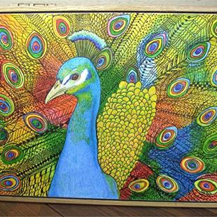 Art: Zentangle Inspired Art - Vibrant Peacock by Artist Ulrike 'Ricky' Martin