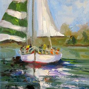Art: Christmas Sail Boat by Artist Delilah Smith