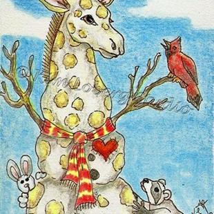 Art: Snow Giraffe & Friends Kim's Snow Critters #16 by Artist Kim Loberg