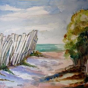 Art: Beach Fence-sold by Artist Delilah Smith