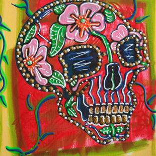 Art: Skull of Flowers by Artist Laura Barbosa
