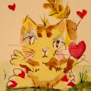 Art: Valentine Fat Cat by Artist Delilah Smith