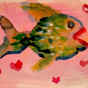Art: Valentine Fish Aceo by Artist Delilah Smith
