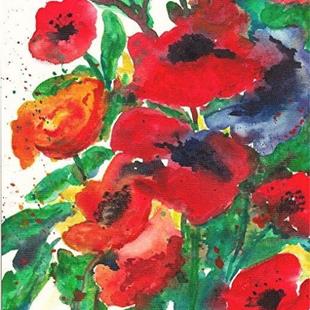 Art: Abstract Poppies - sold by Artist Ulrike 'Ricky' Martin