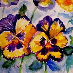 Art: Purple and Yellow Pansies by Artist Delilah Smith