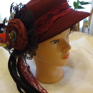 Art: RED SPIRAL HAT by Artist Vicky Helms