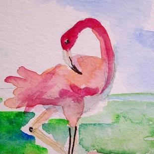 Art: Just Pink Flamingo Aceo by Artist Delilah Smith