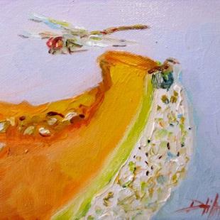 Art: Melon Slice with Dragonfly by Artist Delilah Smith