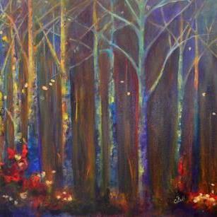 Art: Woods in Autumn by Artist Claire Bull
