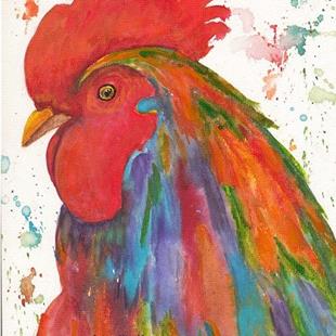Art: Abstract Rooster Portrait by Artist Ulrike 'Ricky' Martin