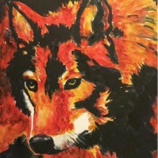 Art: Wolf Portrait    (sold) by Artist Ulrike 'Ricky' Martin