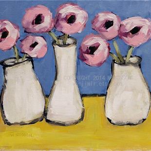 Art: Three White Vases by Artist Windi Rosson
