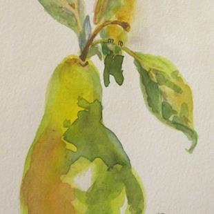 Art: Pear and Hummingbird by Artist Delilah Smith