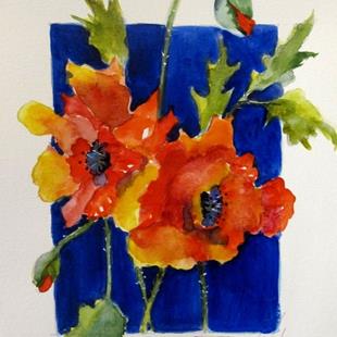 Art: Poppies on Blue by Artist Delilah Smith