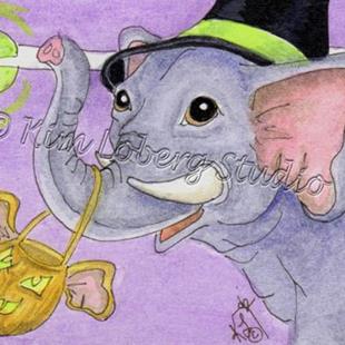 Art: Halloween Elephant Witch by Artist Kim Loberg