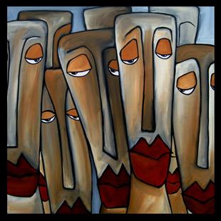 Art: Faces1223 2424 GW Original Abstract Art Painting Trouble Brewing by Artist Thomas C. Fedro