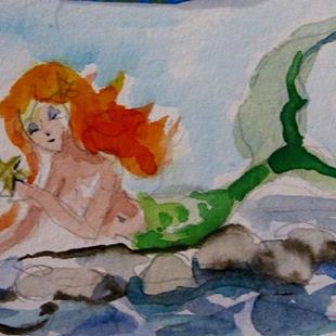 Art: Mermaid and Starfish by Artist Delilah Smith