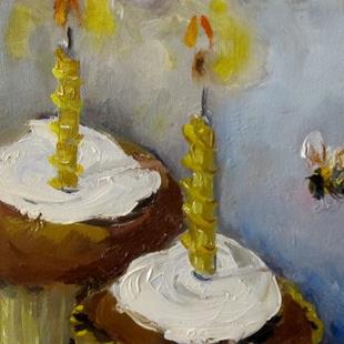 Art: Birthday Cupcake and Bee by Artist Delilah Smith