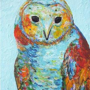 Art: Impasto Owl Portrait  - sold by Artist Ulrike 'Ricky' Martin