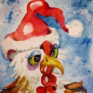 Art: Santa Chicken by Artist Delilah Smith