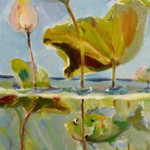 Art: Water Lily  Dragonfly and Fish by Artist Delilah Smith