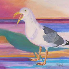 Art: Squawking Gull by Artist Carol Thompson