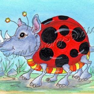 Art: Out For A Stroll - Lady Bug Rhino by Artist Kim Loberg