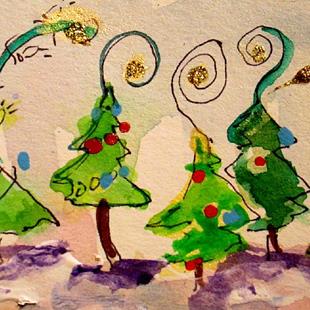 Art: Abstract Christmas Trees No. 2 by Artist Delilah Smith