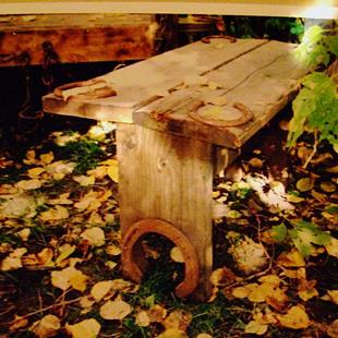Art: Rustic Wood Bench by Artist CJs Soul Studio