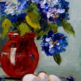 Art: Blue,Red,White by Artist Delilah Smith