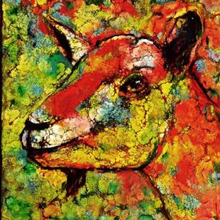 Art: Abstract Goat Portrait - sold by Artist Ulrike 'Ricky' Martin