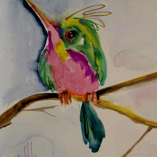 Art: Little Green Hummingbird by Artist Delilah Smith