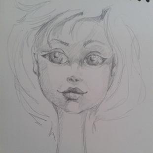 Art: Big eyed Girl Sketch #1 by Artist Noelle Hunt