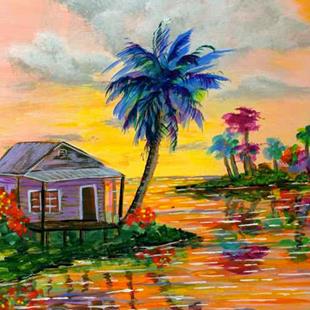 Art: Tropical Island Palm House by Artist Ke Robinson