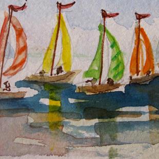 Art: Five Sailboats by Artist Delilah Smith