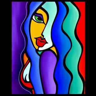 Art: Original Abstract Pop Art Mrs Brightside by Artist Thomas C. Fedro