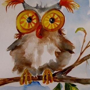 Art: Big Eyed Owl by Artist Delilah Smith