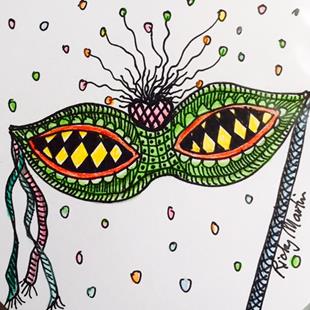 Art: Mask - Zentangle Inspired by Artist Ulrike 'Ricky' Martin