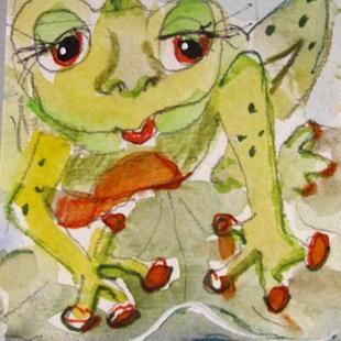 Art: Frog on Lily Pad by Artist Delilah Smith