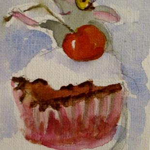 Art: Mouse and Cupcake by Artist Delilah Smith