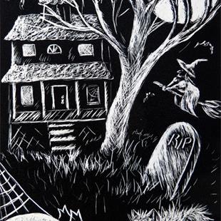 Art: Haunted Witch House  (SOLD) by Artist Monique Morin Matson