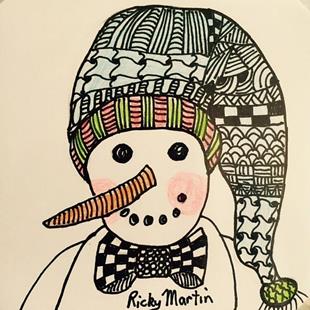Art: Snowman Zentangle Inspired by Artist Ulrike 'Ricky' Martin