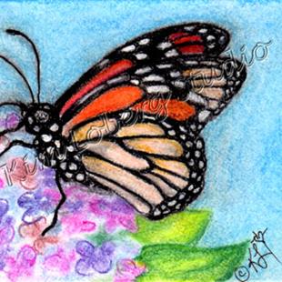 Art: Monarch on Lilacs by Artist Kim Loberg